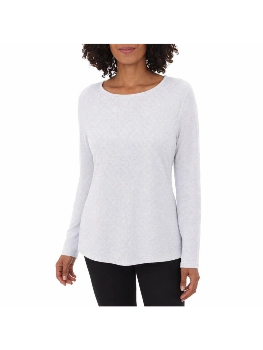 Mario Serrani Women's S Textured Long Sleeve Knit Top Gray n1202